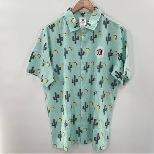 10X Cactus Button Down Golf Shirt Size Medium